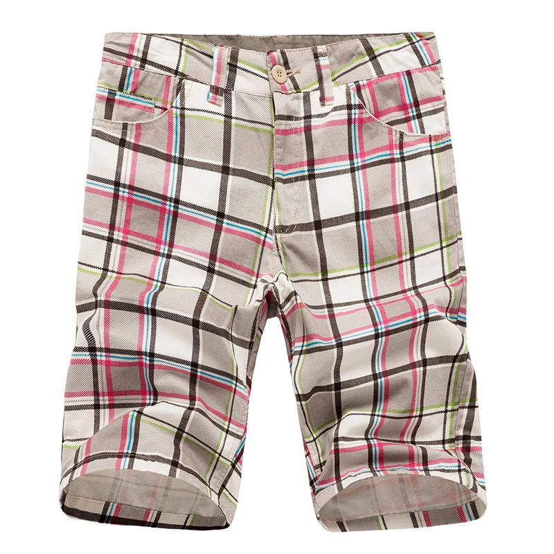 Новые летние мужские пляжные шорты модные высококачественные брендовые Клетчатые Шорты хлопковые мужские повседневные шорты Карго с карманами