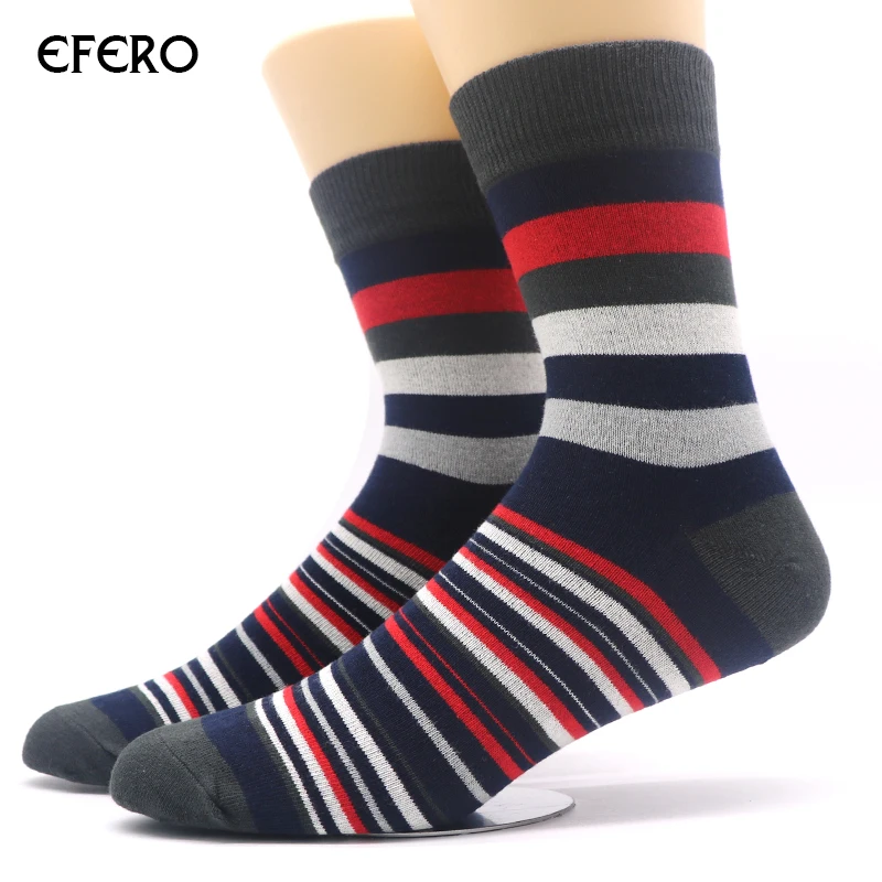 Efero 2 пары Брендовые мужские зимние носки мужские милые теплые хлопковые носки в полоску носки Meia мужские носки красочные серии мужские