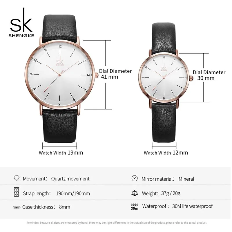 Shengke модные кожаные часы для влюбленных Пара кварцевые часы Лакшери женские мужские наручные часы новые свадебные Дни подарок# K8066