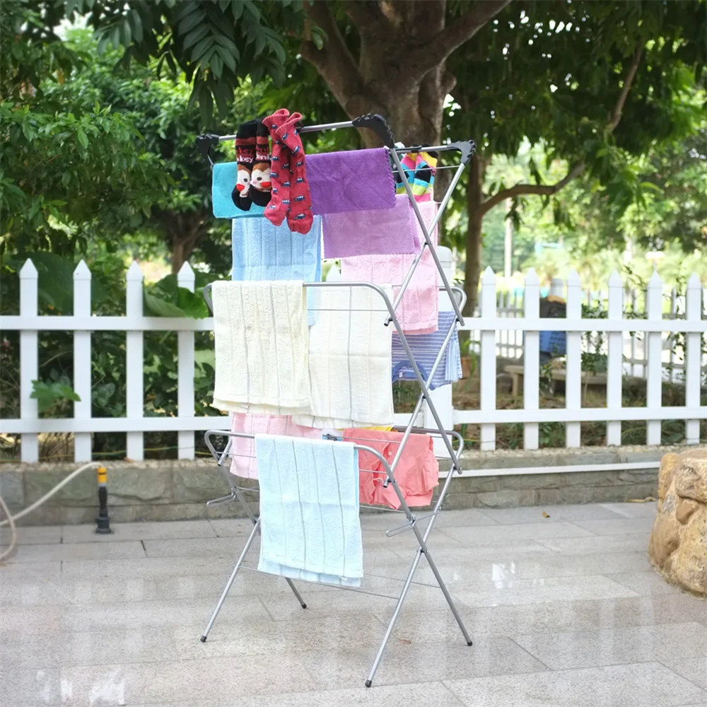 Трехуровневая Складная Сушилка Finether для одежды дома и улицы серый|clothes airer|indoor