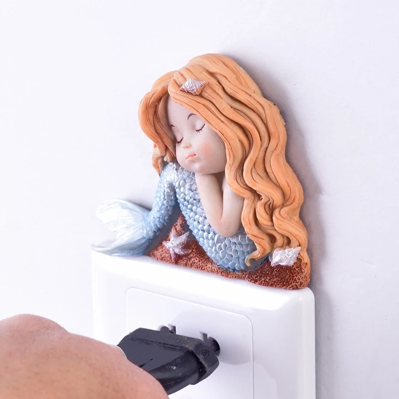 Kawaii 3D Русалка переключатель палка для розетки настенное украшение наклейки