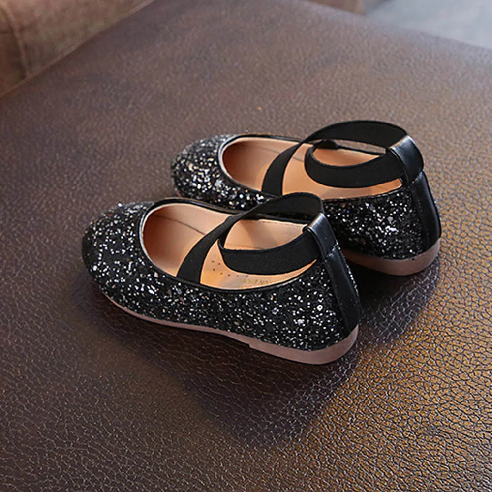 Модная блестящая обувь для маленьких девочек; праздничные модельные туфли принцессы с блестками; обувь на плоской подошве для маленьких девочек; кожаная обувь для малышей; HOOLER