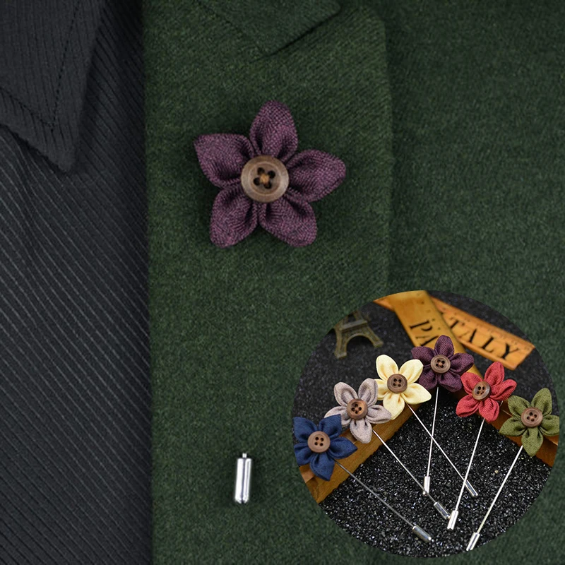 Fabric Flower Lapel Pin Elegant Women Men Lapel Flower Pin