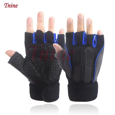 blue gloves Высококачественные перчатки для занятий тяжелой атлетикой для фитнеса, Нескользящие перчатки для рук, перчатки для занятий спортом на запястье для мужчин и женщин, гантели - Цвет: blue gloves