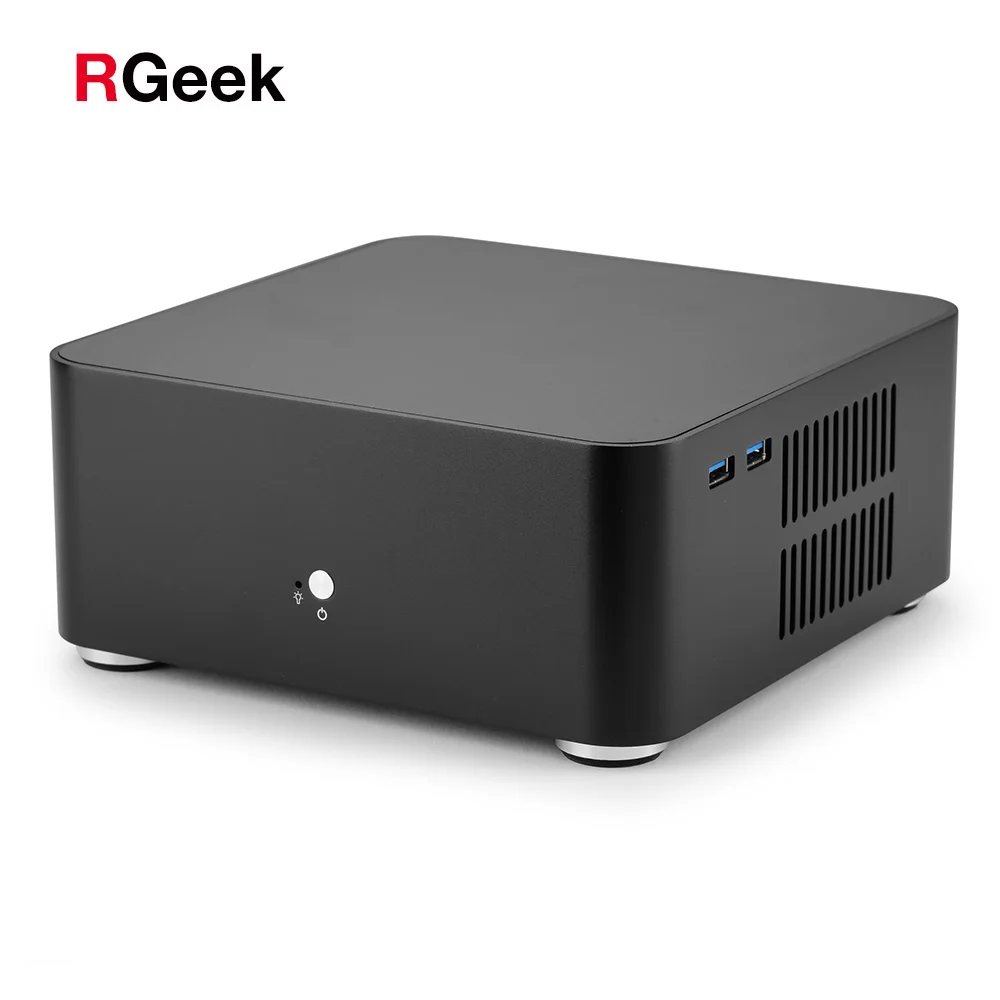 RGEEK Mini ITX компьютерный ПК чехол s Mini настольный HTPC алюминиевый компьютерный чехол Шасси Мини ПК чехол с 200 Вт блок питания