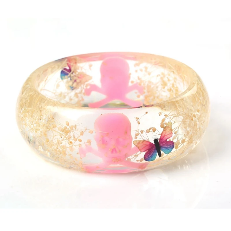 

Babysbreat Bangles Bracelets for Women Handmade Resin Skeleton Transparent Butterfly Bangle Fashion Jewelry Bijoux Femme TN-0209