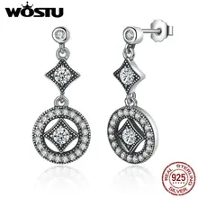 Venta caliente 925 de Plata Esterlina Encanto de Época Pendientes de Gota Con Clear CZ Para Mujer Regalo de La Joyería Auténtica y Original