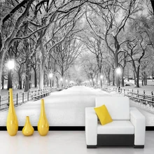 Белая снежная дорога деревья зимний пейзаж фотообои для гостиной ТВ диван фон настенный Декор нетканые нестандартный размер 3D обои