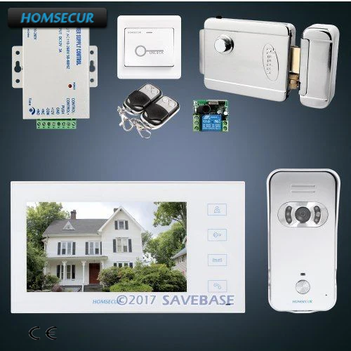 

HOMSECUR 7" Hands-free Video&Audio Smart Doorbell with Electric Lock+Keys Included+Power Supply+Remote Contoller