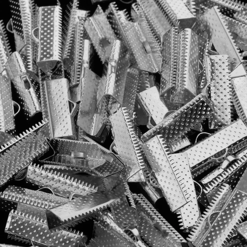 200pcs 20/13mm Dull Sliver Clamp Cord Crimp End Cap Tip Bracelet Connectors