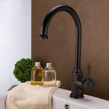 Масло втирают Бронзовый ORB черный латунный кухонный кран Смеситель кран Поворотный Смеситель холодная горячая вода Латунь полированная Ванная раковина кран