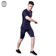 Brand New Compression Running Sets Men Shirt Fitness Shorts Male Running Gym Training Plus Size Tights