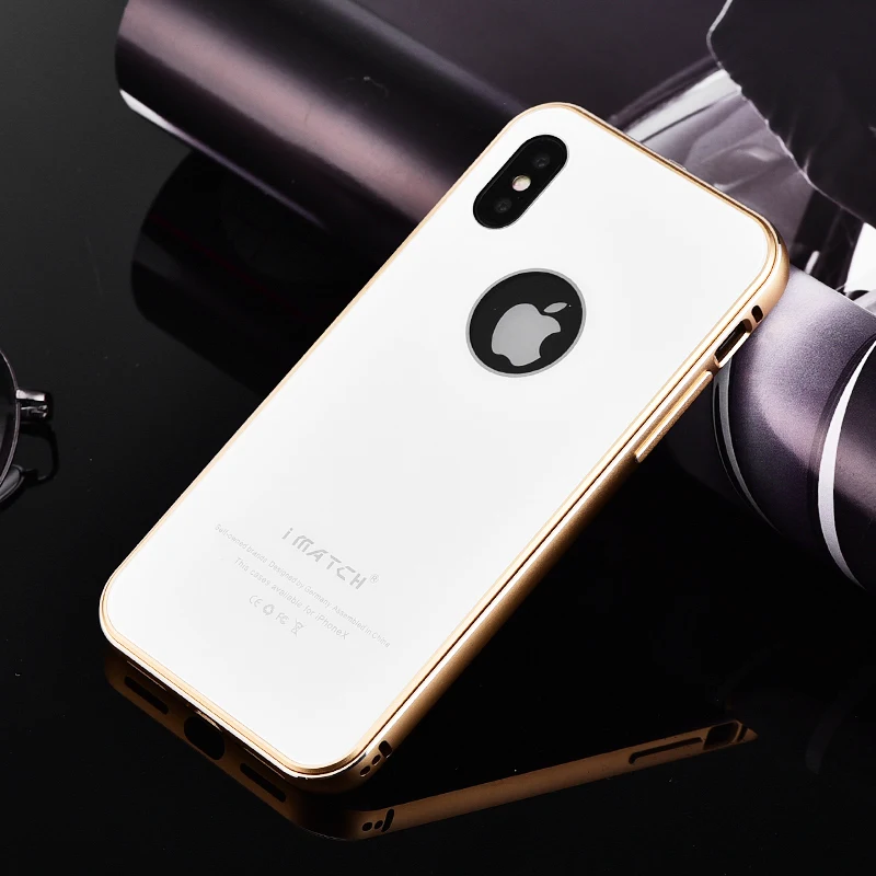 Оригинальный iMatch чехол для iPhone X Coque Роскошный Алюминиевый металлический бампер +