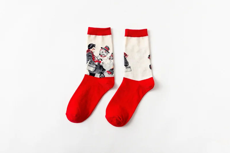 CHAOZHU Ван Гог искусство креативная живопись маслом Винтаж мужская команда счастливые мужские носки calcetines hombre sokken Эстетическая 90s 80s sox