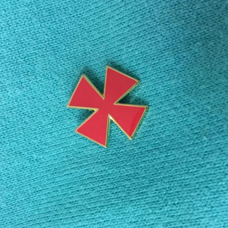 

2pcs 20mm masonic regalia lapel pin Red Enamel Brooches and Badges Knights Templar malta cross Freemason metal craft