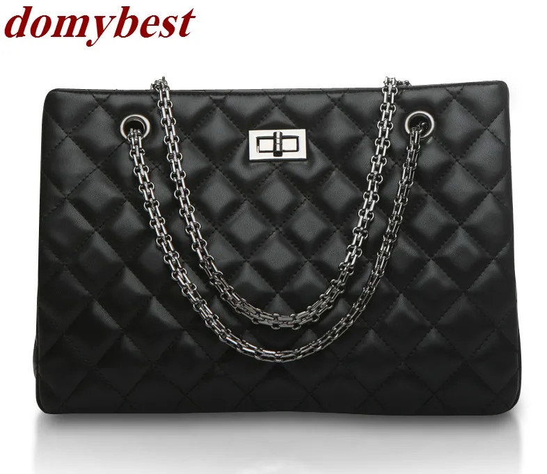 

2017 Fashion Woman Big Embroidery Bags Ladies Luxury Handbag Women Plaid Chain Shoulder Bag Large Quilted Black Bolsas Femininas