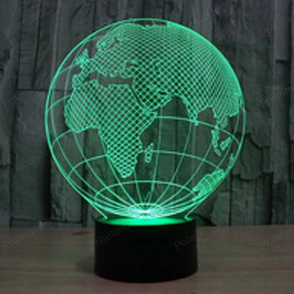 European Globe 3D lights Colorful visual led lamp USB dimensional light