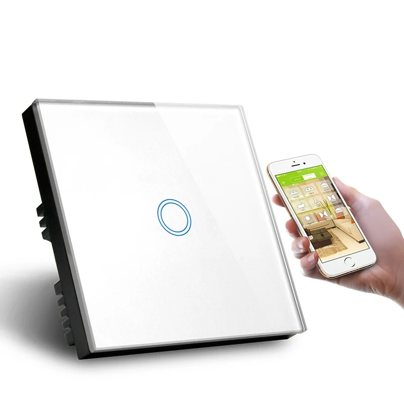 Умный настенный выключатель света ASEER стандарта Великобритании Wi Fi 1 комплект