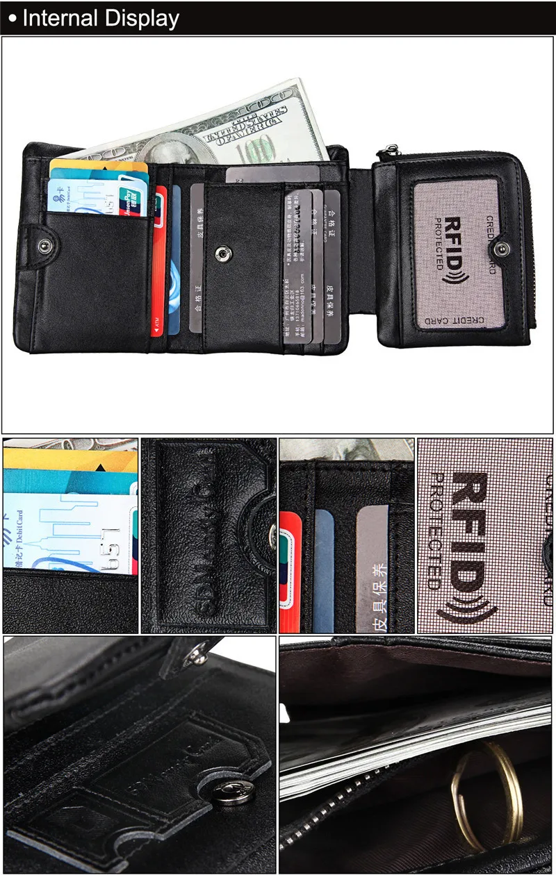 Мужской кошелек из мягкой натуральной кожи, большой вместительный кошелек, винтажный карман для монет, RFID держатель для карт, вертикальная Сумочка