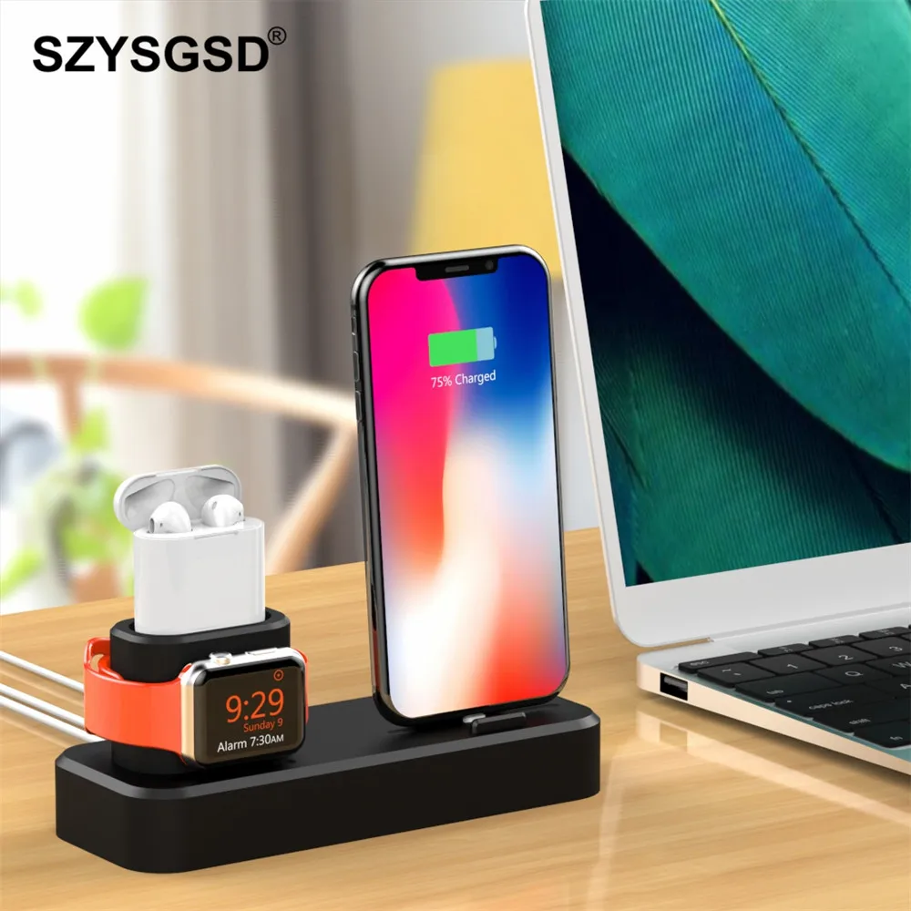 

SZYSGSD Multi Charging Dock Stand Docking Station Charger Holder for iPhone Watch For Airpods Charger Holder Stand 3 in 1