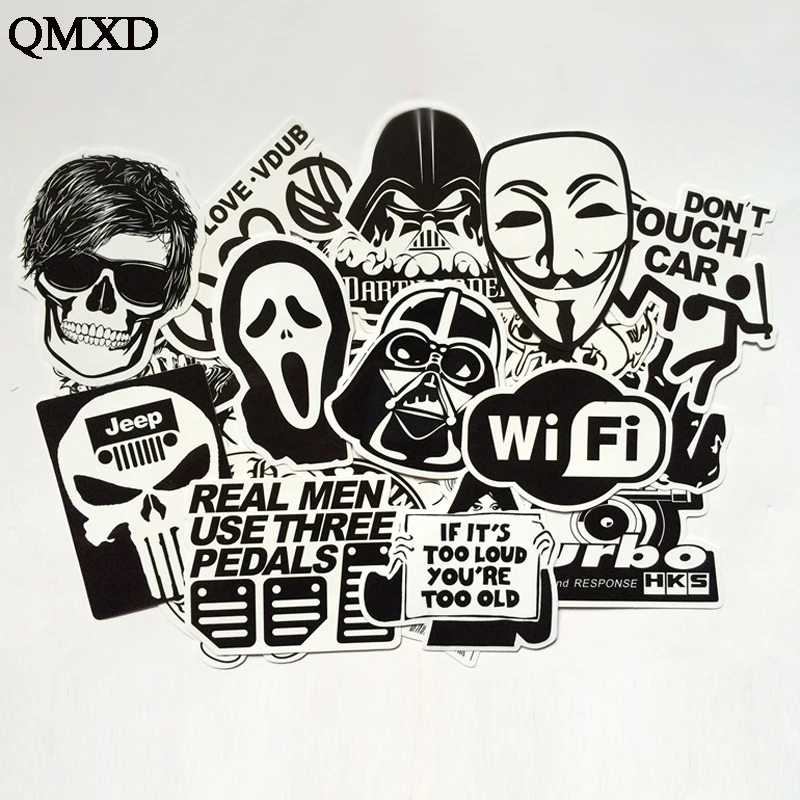 QMXD 60 PcsBlack и белый Прохладный DIY наклейки для Скейтборд ноутбука Чемодан сноуборд