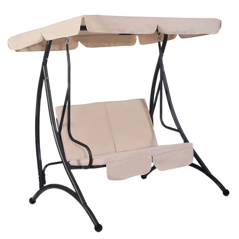 

2 Person Patio Canopy Swing Chair Waterproof Top Canopy Durable Sturdy Swings with Comfort Thick Seat Back Cushion OP3003BE