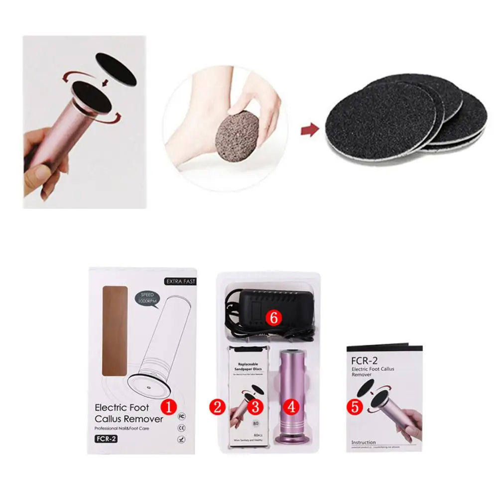 Ergonomic Electric Foot Callus Remover Speed Adjustable Professional Pedicure Machine with 60 PCS Replacement Sandpaper Disks 2