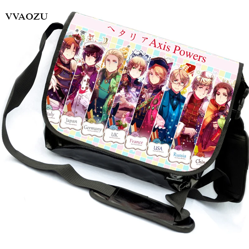 Школьные сумки Axis Powers Hetalia Брезентовая сумка мессенджер из аниме школьная для