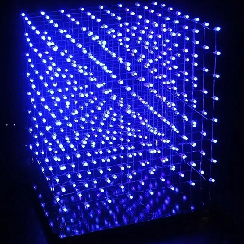 3D квадрат 8x8x8 светодиодный синий светильник квадратный MP3 музыкальный спектр печатной платы DIY Kit