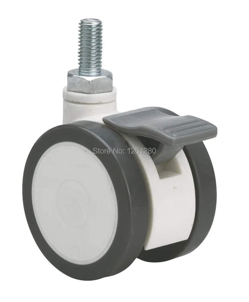 

free shipping 75mm furniture caster Medical bed Full plastic screw universal caster swivel Medical Equipment wheel with brake