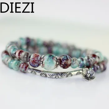 

DIEZI Jewelry Drop Shipping Women Bracelets Flower Charm Ceramic Bracelet & Bangles Fashion Accessories