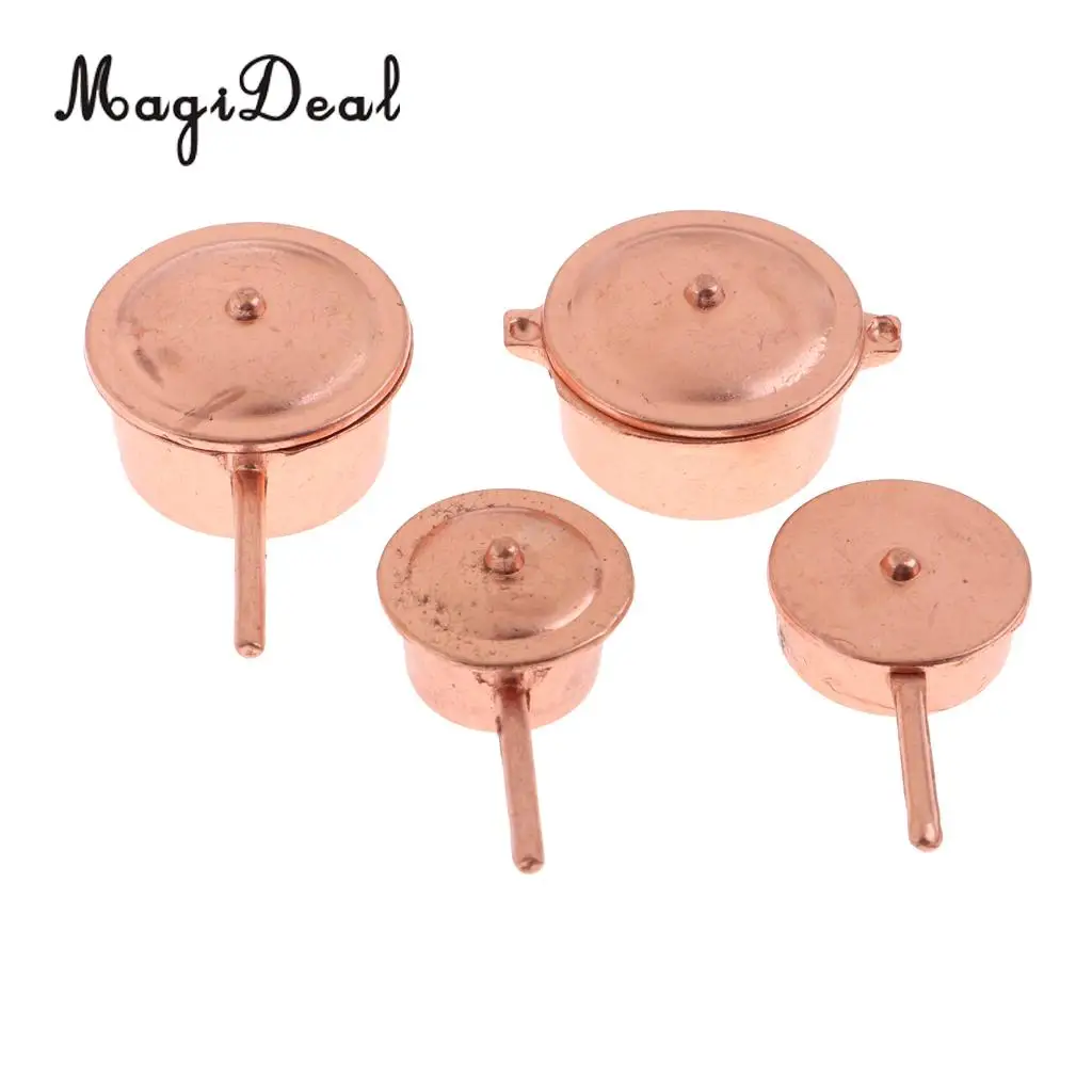 8Pcs 1:12 Scale Dollhouse Miniature Alloy Metal Pots Pants Set Kitchen Cookware Cooking Kit Accessory Children Toys