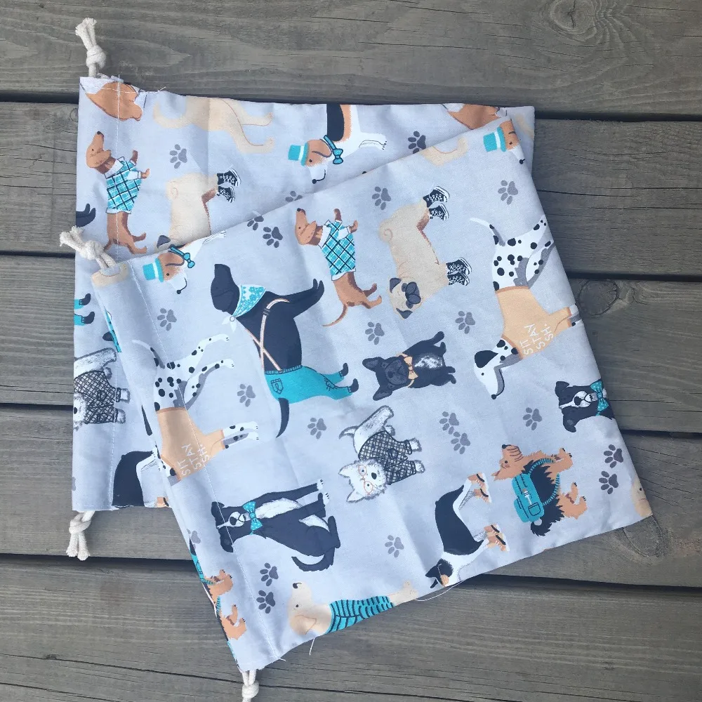 Cotton Twill Drawstring Multi-purpose Bag Party Gift Bag Various Dogs Pet Animals YL73