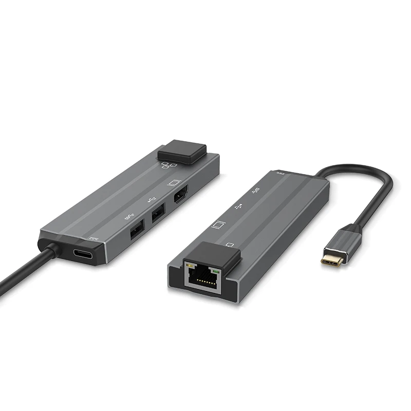 5 в 1 type-C Многофункциональный Док-станция Usb3.0 Usb2.0 порт Hdmi 1080P концентратор Rj45 100 Мбит/с сетевой порт с Pd зарядное устройство для Macbook(Bla