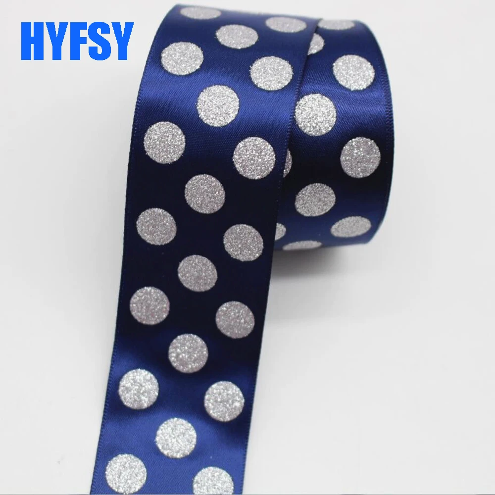Hyfsy 1 1/2 38 мм Серебряная лента в горошек 10 ярдов DIY головной убор подарочная