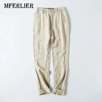 

MFERLIER Elastic Waist Spring Summer pants men Thin style men pants Size M-5XL 4 Colors