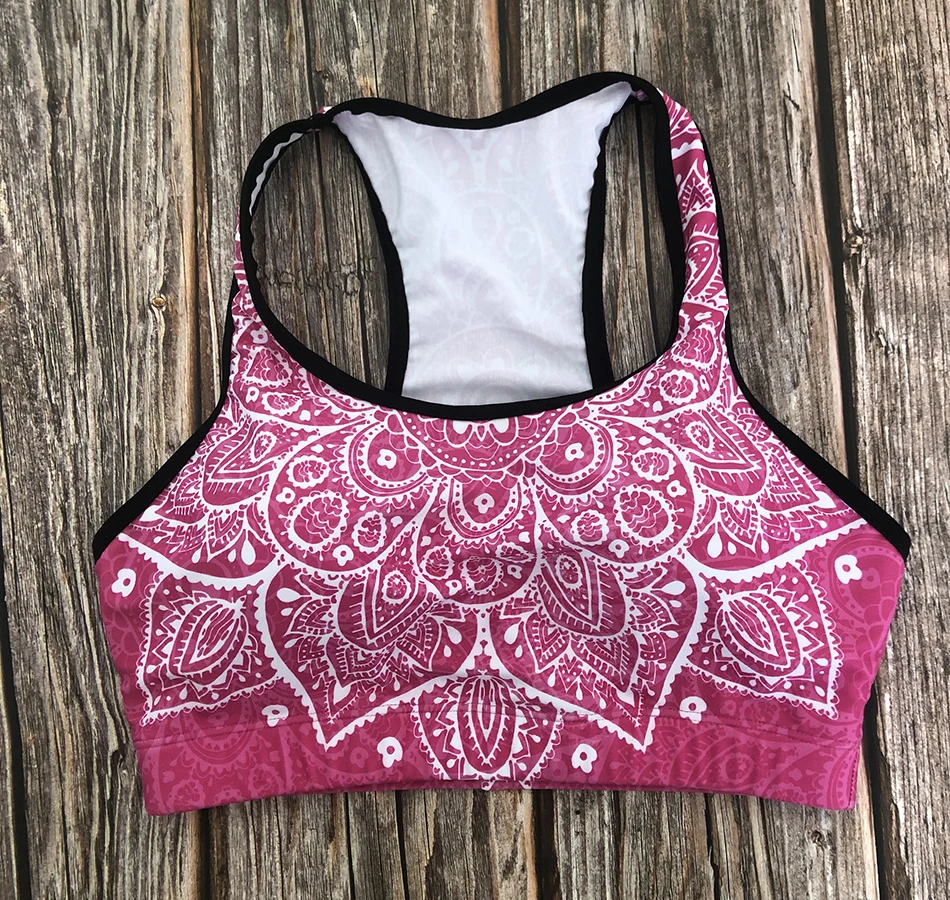 LI-FI Mandala Print Sports Bra High Stretch Breathable Top Fitness Women Padded for Running Yoga Gym Seamless Crop Bra Sport Bra