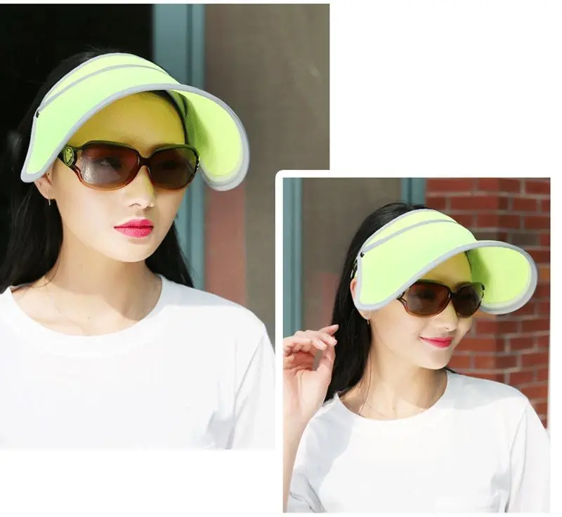 Для женщин выдвижной Защита от солнца спортивная шляпа козырек лето пустой топ шапки для женщин широкими полями