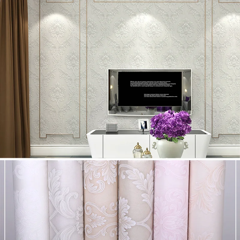 

New 2019 Luxury 3D Gold non-woven wallpaper European-style Damascus wallpaper living room bedroom TV background wall