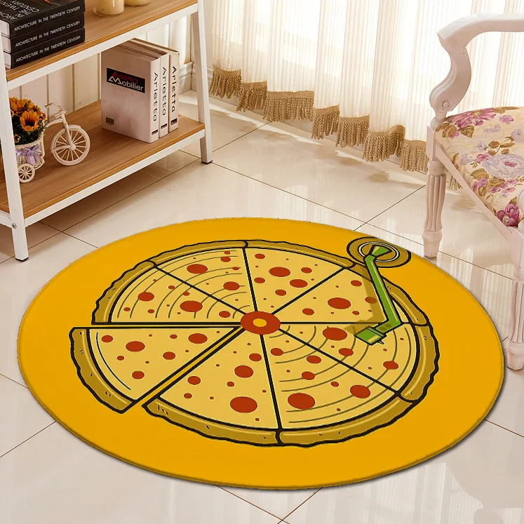 Us 20 39 22 Off Bohemian Carpet Round Office Chair Floor Mat Home Decor Pizza 3d Printing Bohemia Rugs Mat Kids Room Children S Play Blanket In