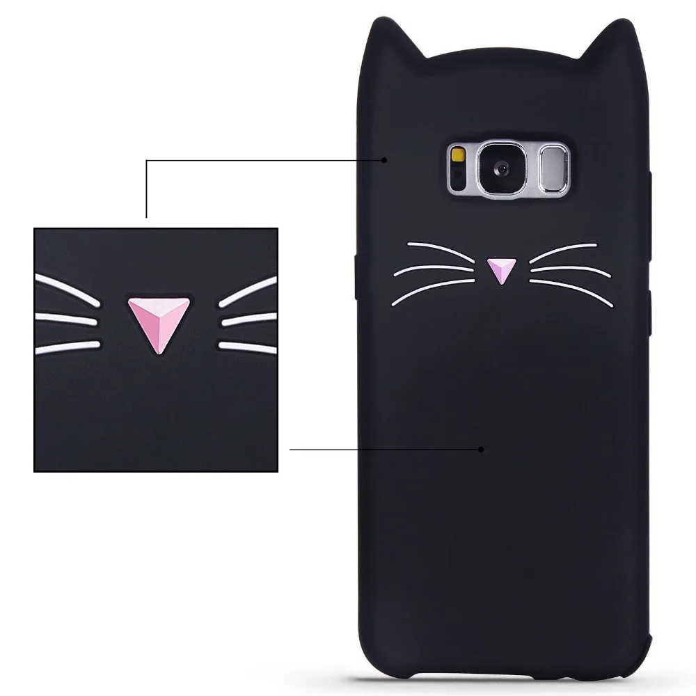 Чехол для samsung Galaxy S8 S9 плюс S7 S6 S5 край крышки 3D Cat Мягкая мультфильм силиконовый