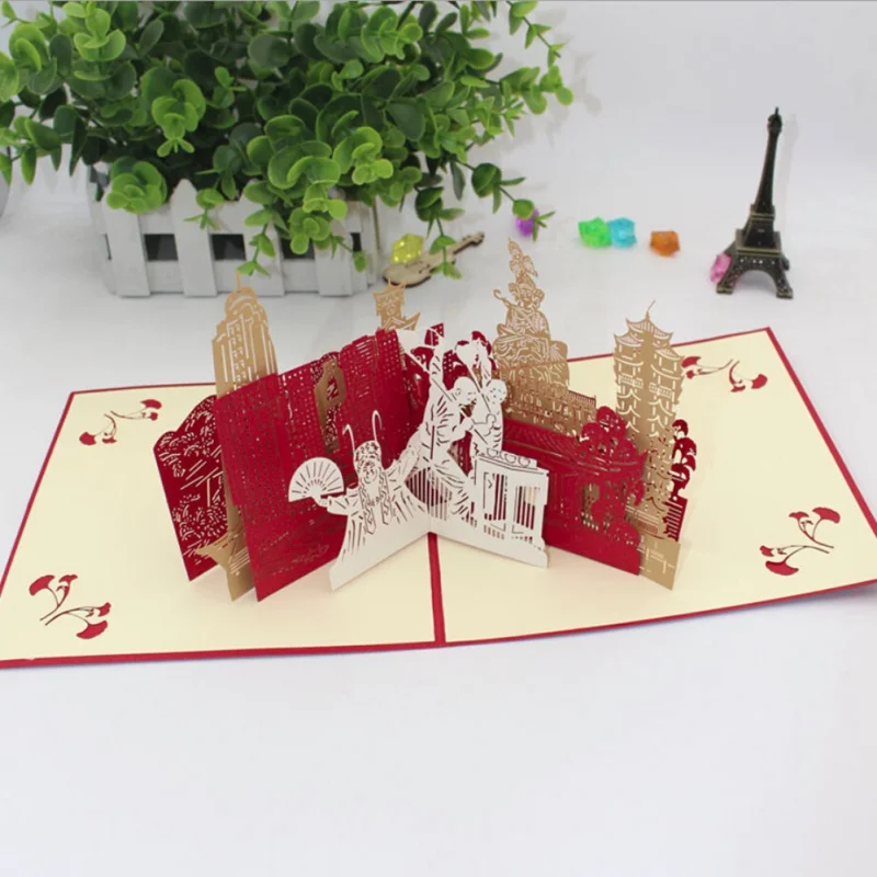  3d Paper-cut Hollow Chinese Style Greeting Card Creative Birthday Stereo Greeting Card Blessing Wed - 32919417637