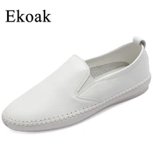 Ekoak Véritable Cuir Taille 35-43 Nouveau 2017 Classique Femmes Casual Chaussures Printemps Automne Femmes Appartements Mode Bout Rond chaussures Femme