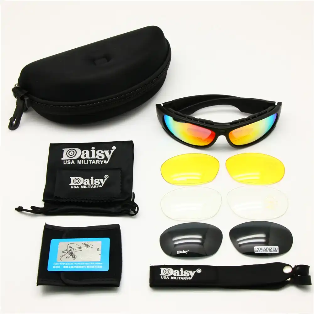 Daisy C6 Polarized Ballstic Army Sunglasses Military Goggles Rx Insert