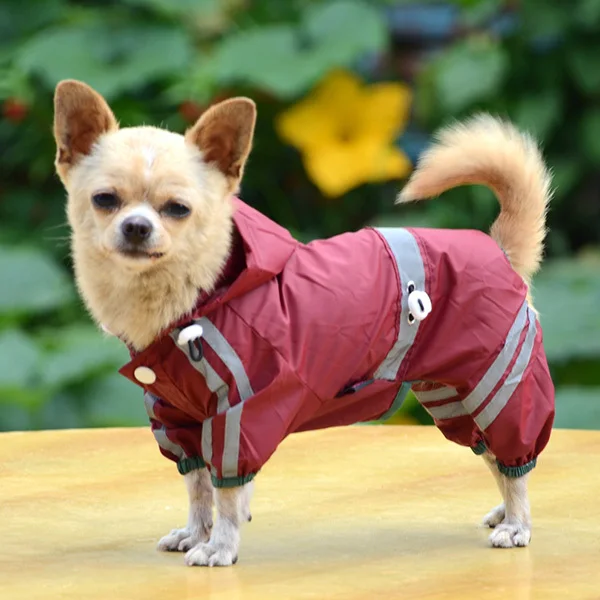 Дождевик для собак, водонепроницаемый дождевик, одежда для собак, одежда для прогулок, домашних животных, одежда для дождливой погоды, одежда с капюшоном - Цвет: Красный