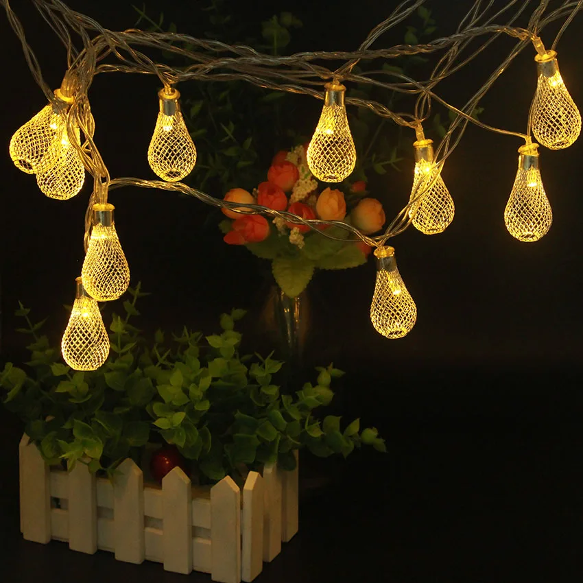 4M 20pcs Metal Drop 8 Modes Garland Fairy String Light Christmas Decoration 220V Indoor Outdoor Party Wedding New year Lights 4M 20pcs Metal Drop 8 Modes Garland Fairy String Light Christmas Decoration 220V Indoor Outdoor Party Wedding New year Lights