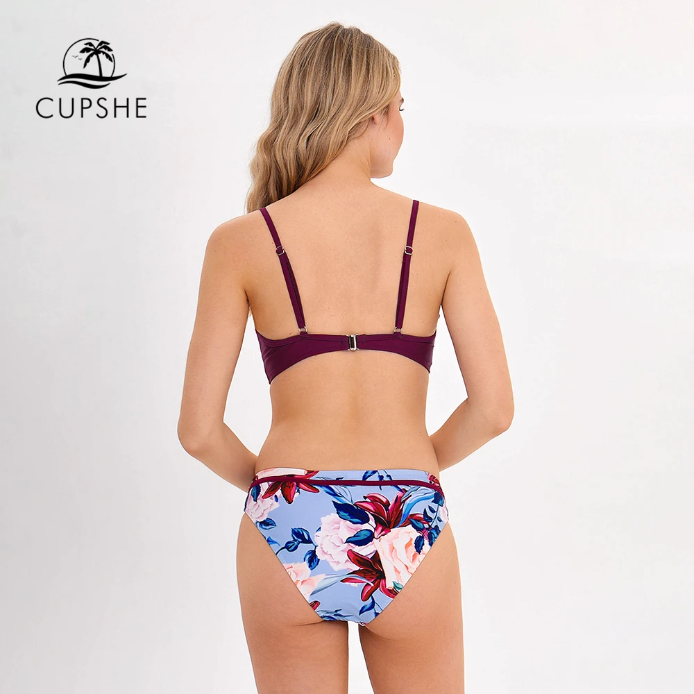 CUPSHE Push Up Floral Wrap Bikini conjuntos mujeres Sexy Tanga dos piezas trajes de baño 2019 chica playa trajes de baño