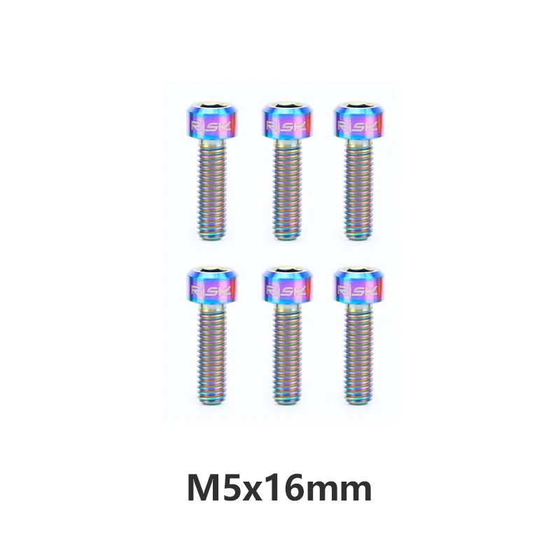 6 шт. M5x16/18 мм титановый велосипедный болт для стойки винты для шоссейных гонок горный велосипед крепежные болты ti черный золотой Радужный - Цвет: M5x16mm Rainbow