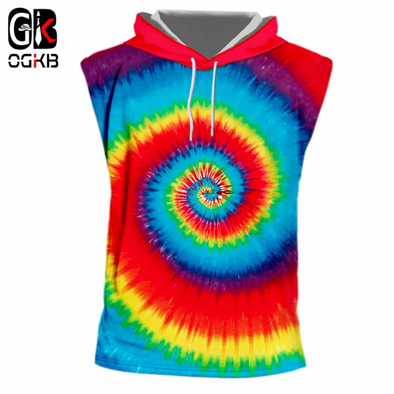 

OGKB Sleeveless Shirts Boy Fashion O Neck 3D Print Rainbow Hiphop 7XL Clothes Homme Undershirt Summer Hoody Pullovers