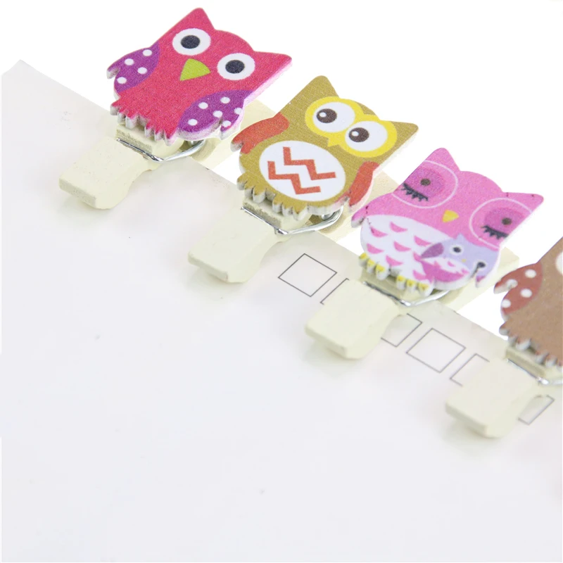 

10pcs/Bag Cute Cartoon Wooden Mini Clip with Hemp Rope Kawaii Stationery DIY Clothes Photo Paper Peg Clothespin Paper Clips
